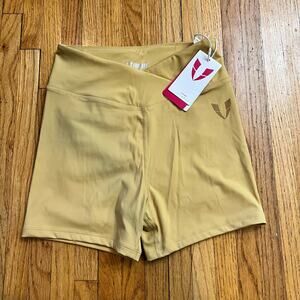 Firm Abs Shorts Womens Medium Bike Pocket Yellow Workout